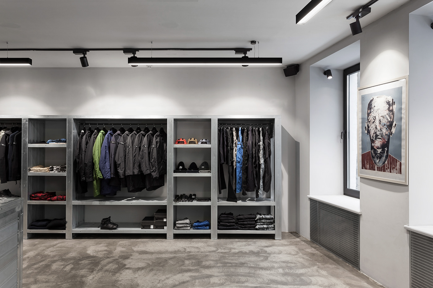 Interior design showroom store metal panels clothes Fashion  ukraine