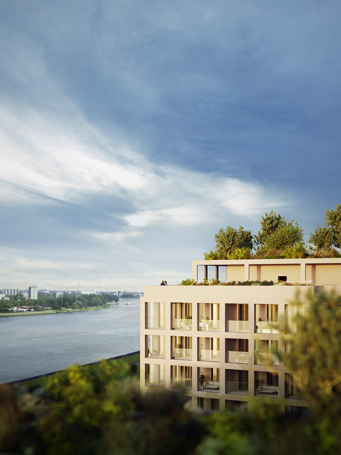 architecture residential visualization realestate river building belgium antwerpen
