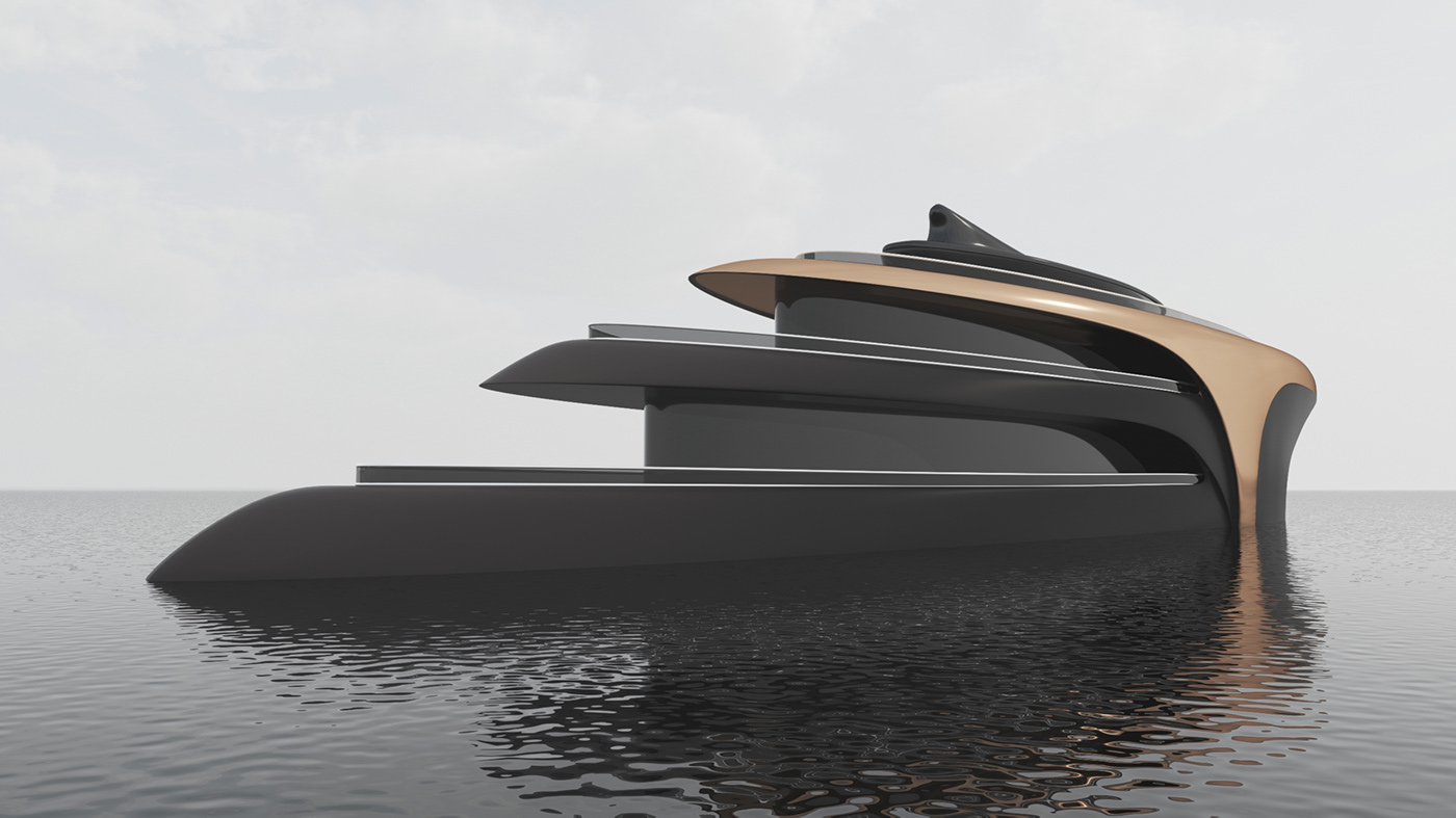 black concept diamond  gold luxury modelling Ocean Princess sea yacht