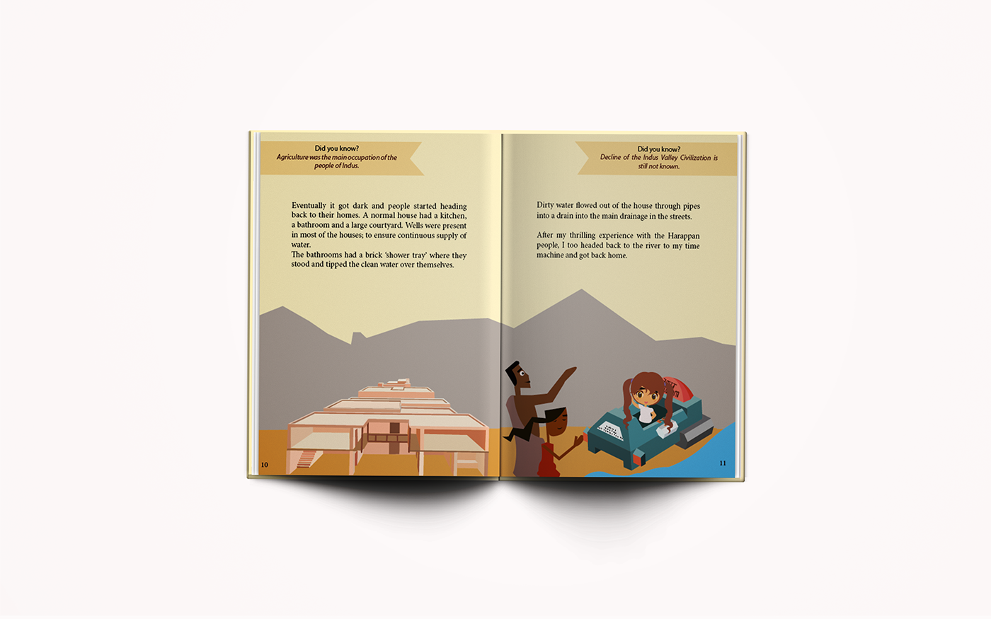 Leisure publication flat illustrations design Indus valley Civilization Fun kids