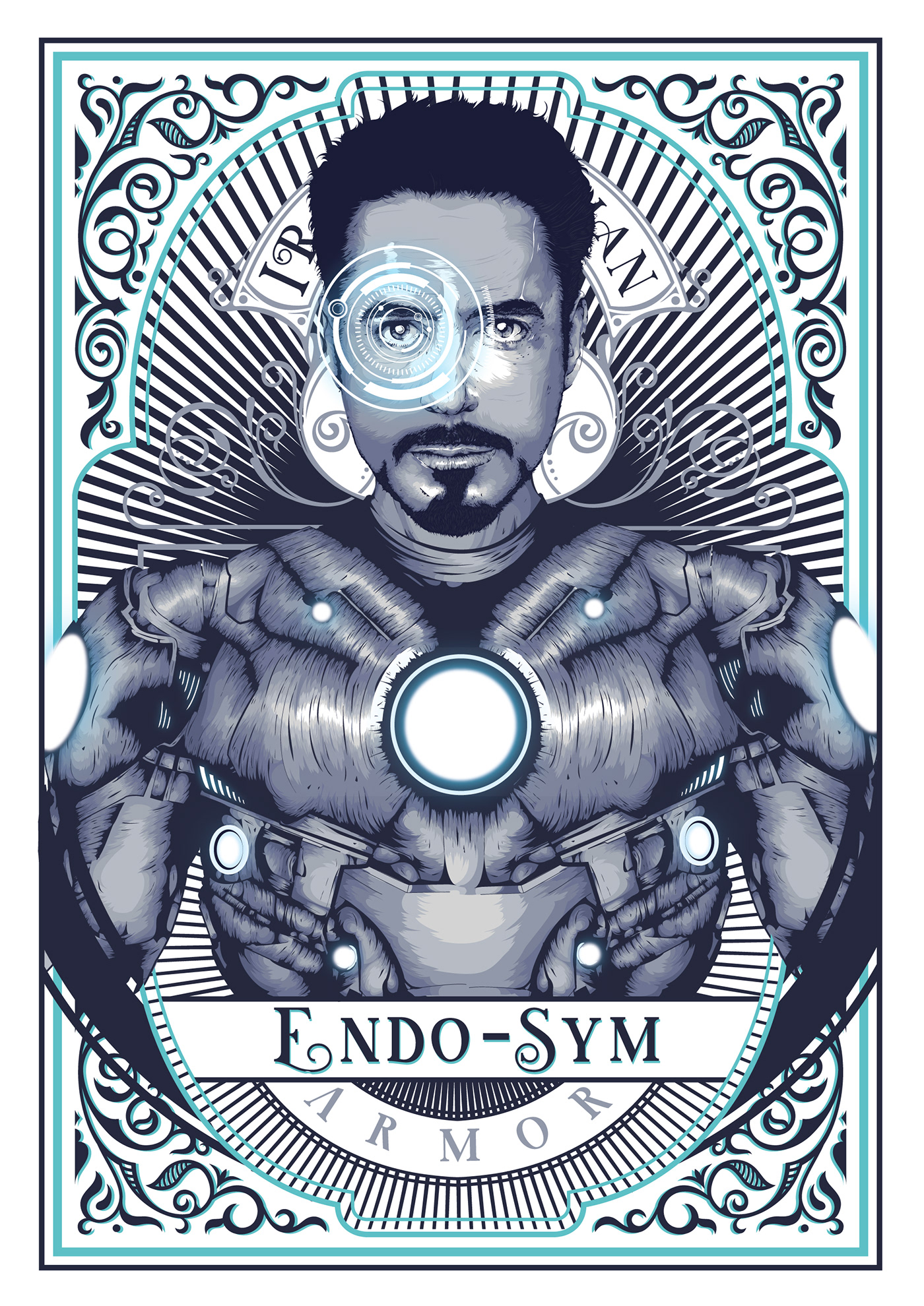 Ilustração design tony stark marvel Homem de Ferro ILLUSTRATION  poster color blue vector
