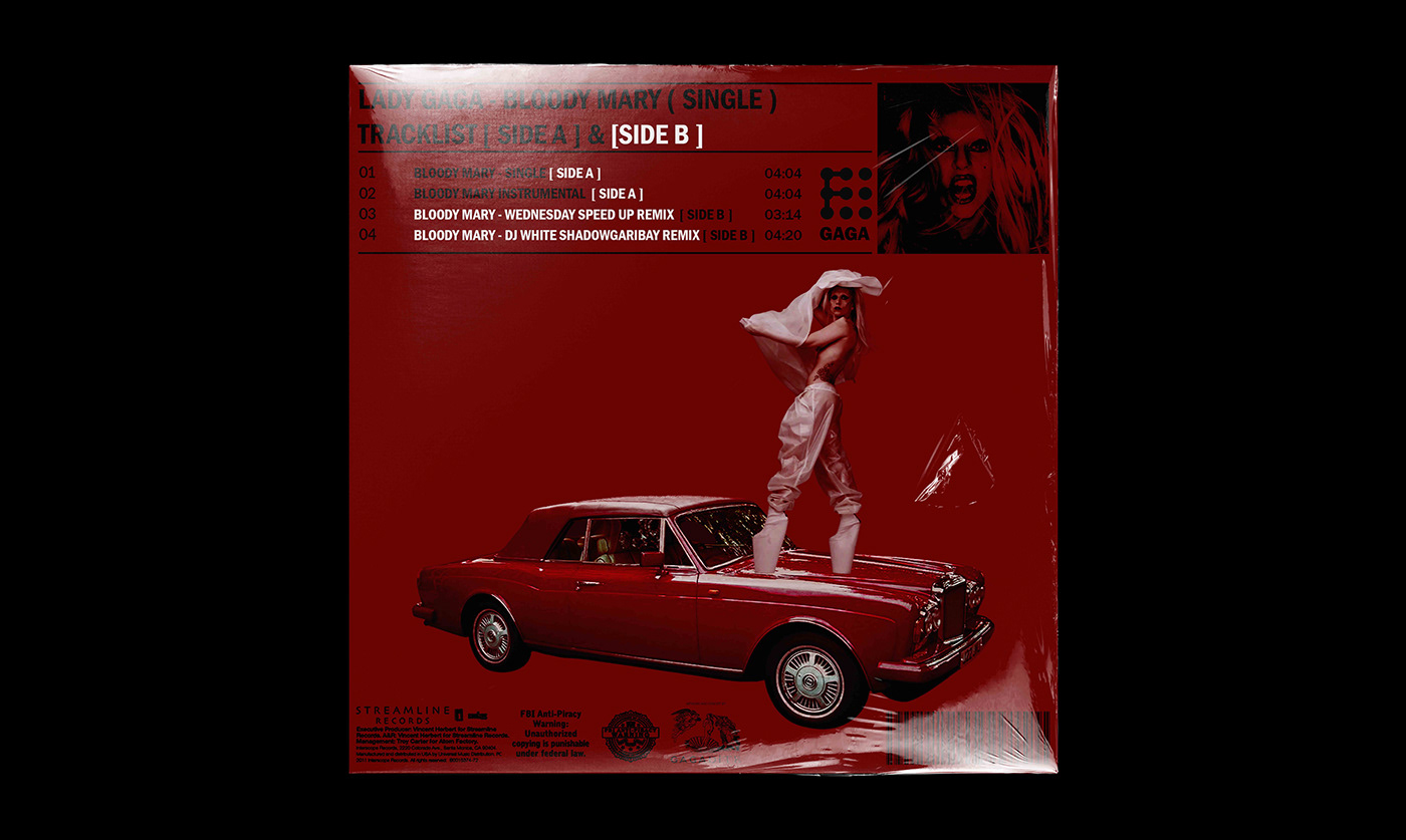 Advertising  albumcover bloodymary bornthisway CD design ladygaga Music Packaging Packaging Vinyl Cover visual identity