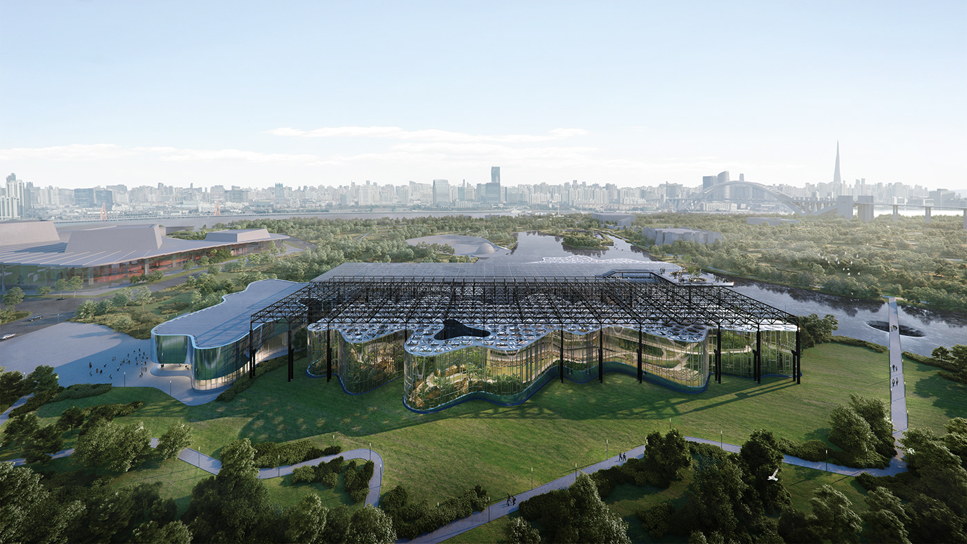 Aerial architecture vray rendering greenhouse CGI shanghai green 3dsmax Competition