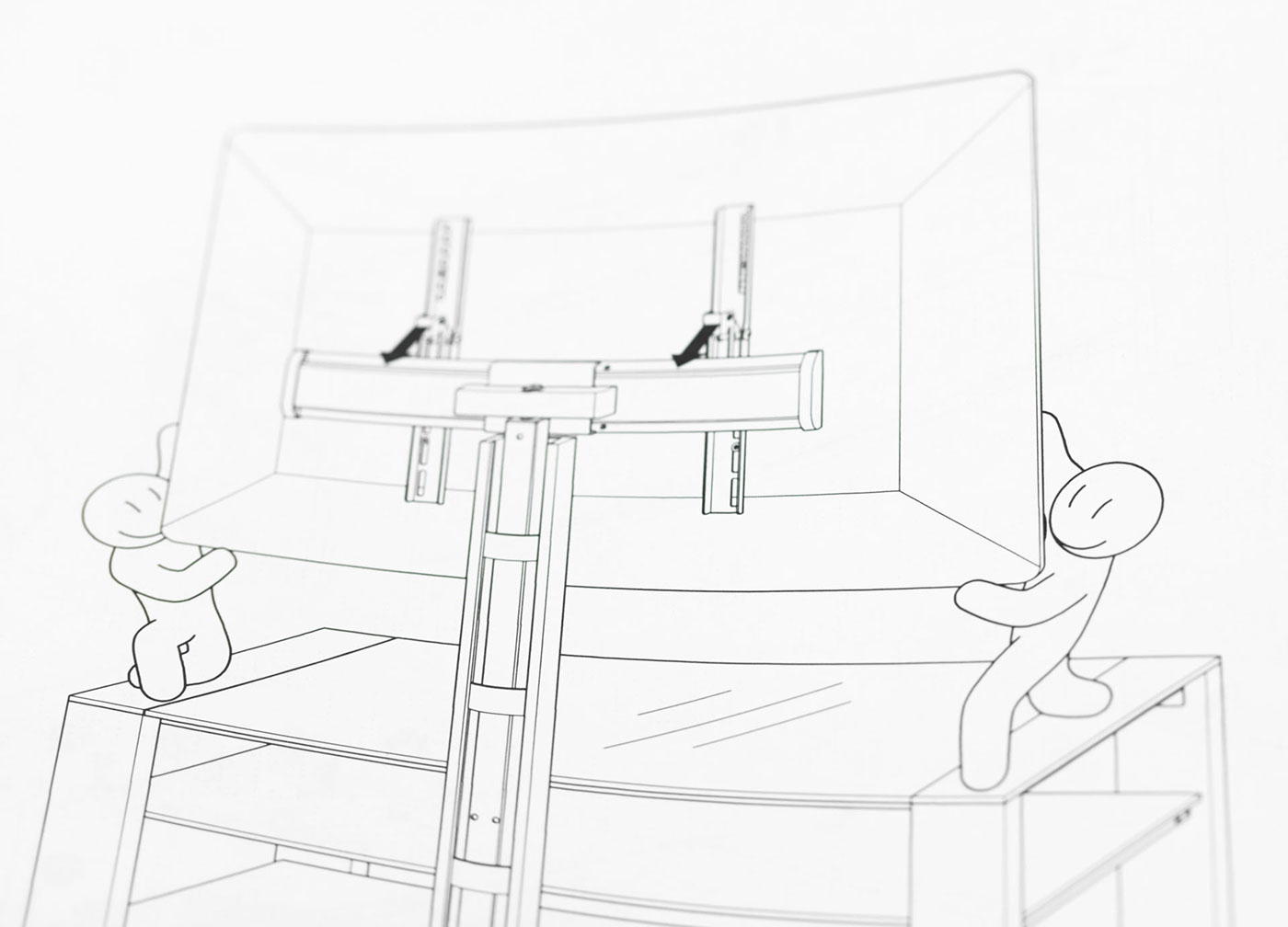 technical illustration installation instruction Character tv furniture rack table