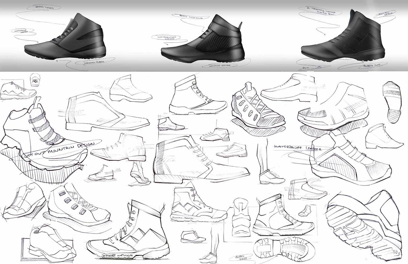 sketches product development ideation product design  industrial design  Solid Works watch backpack shoes