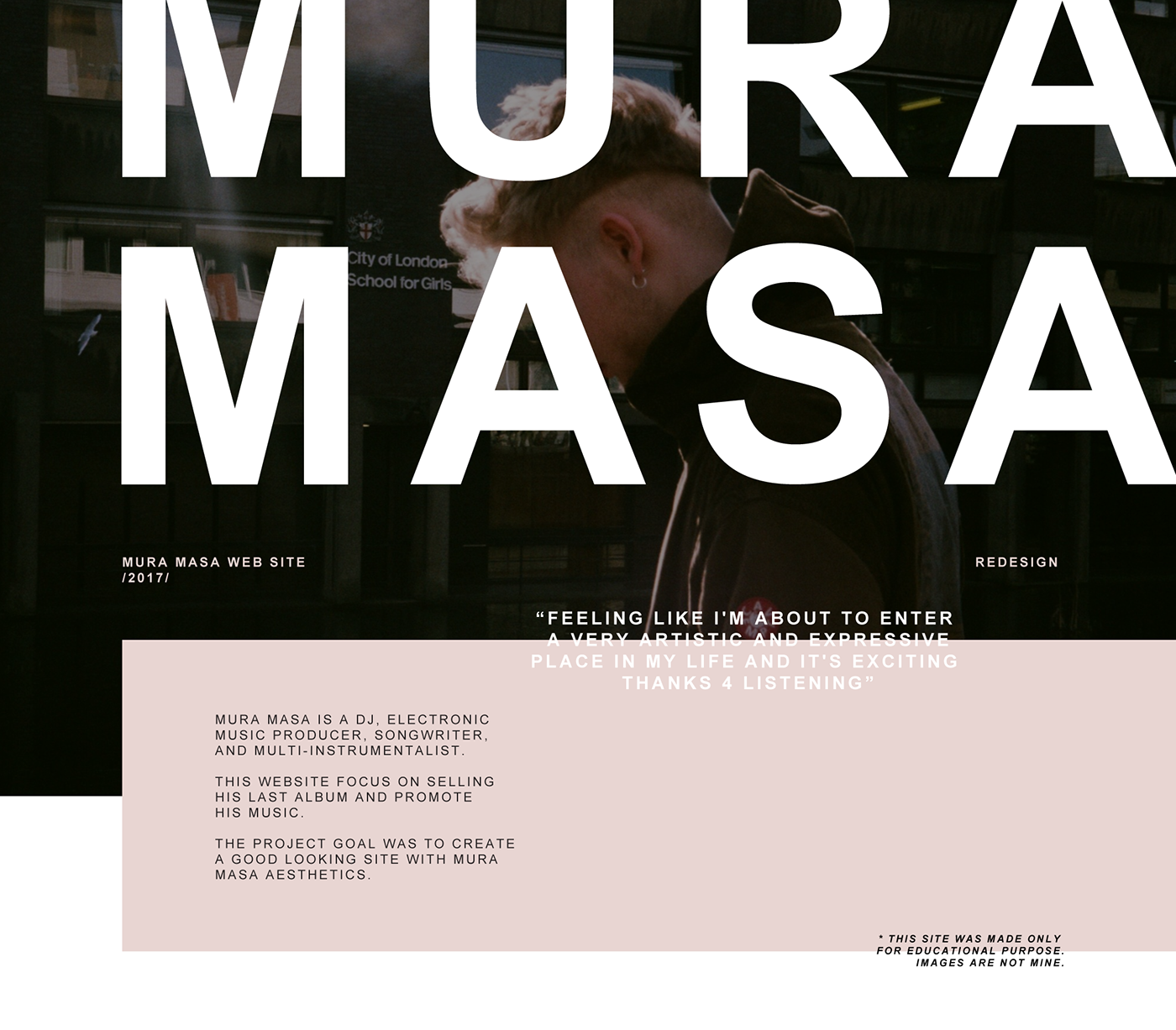 Web Design  mura masa editorial Responsive Design music homepage UI/UX Web Mockup Website Interface