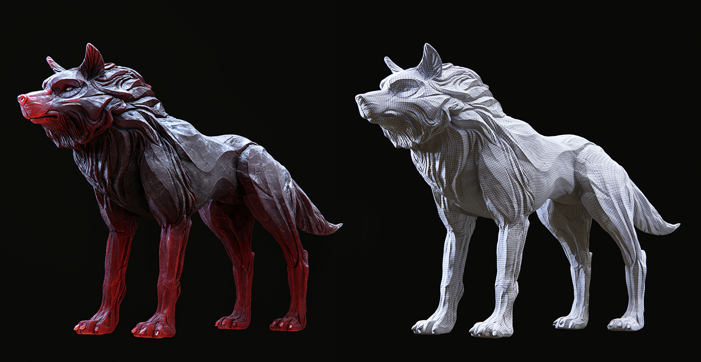 wolf shaman concept warrior corona Render animal creature design Zbrush