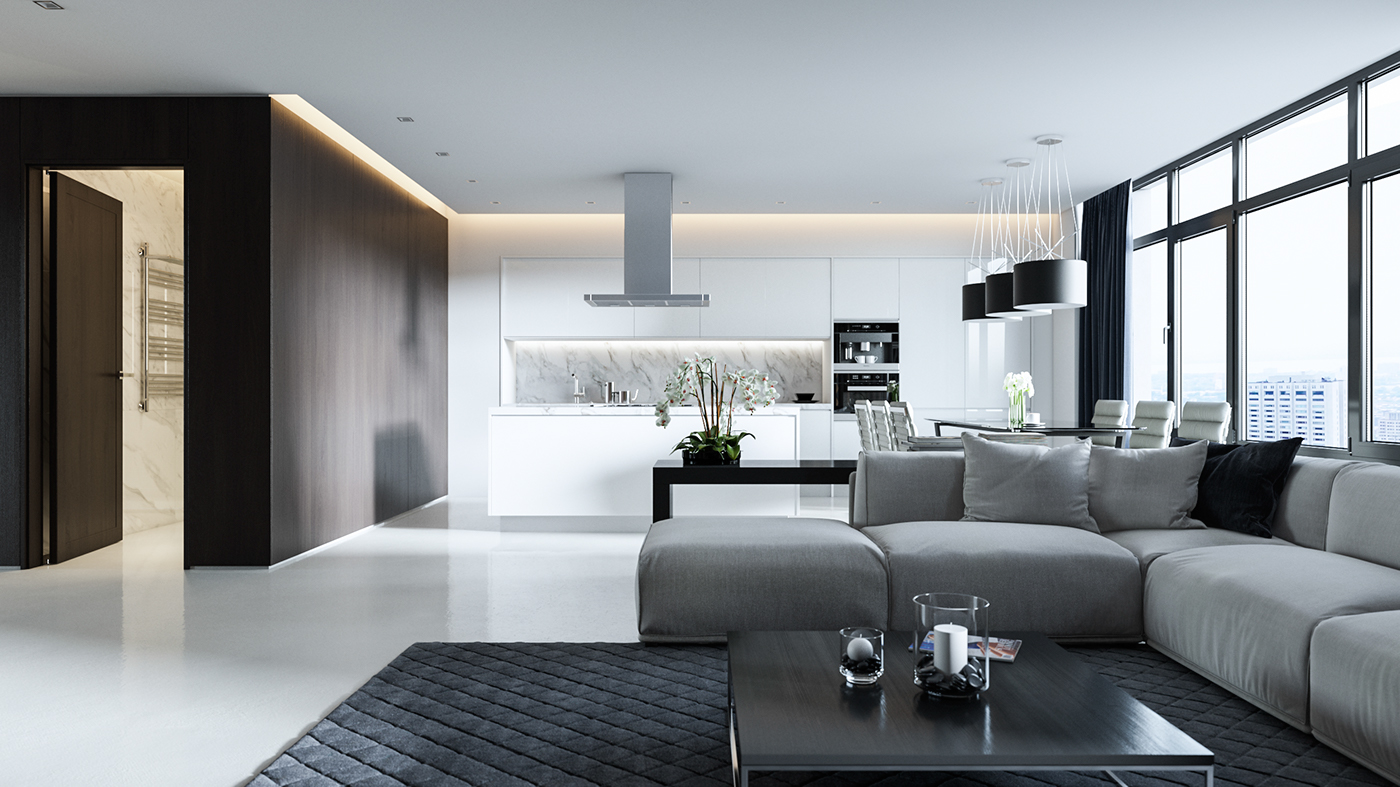 Modern style apartment on Behance