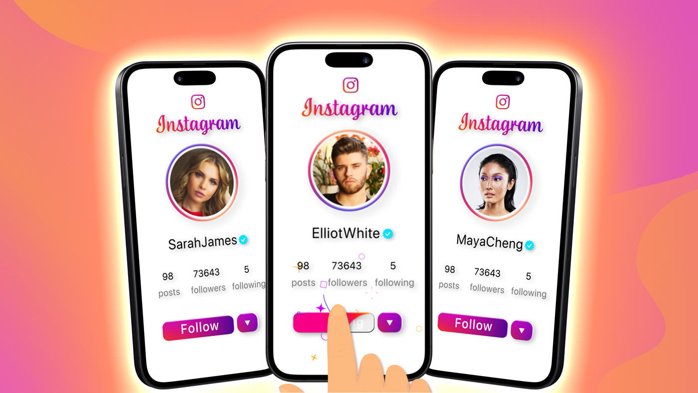 instagram marketing   Brand Design Socialmedia call to action smartphone phone 3D follow profile