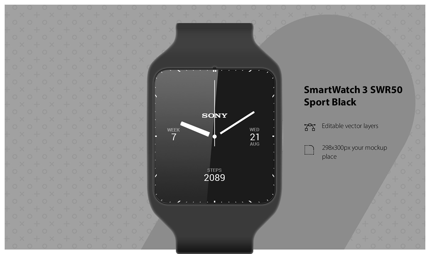 Sony smart watch Android Wear free mockup  psd