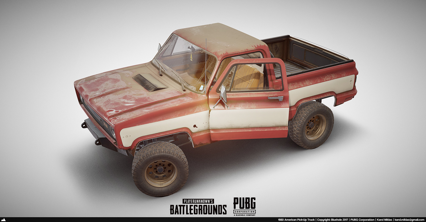 pick-up Vehicle lowpoly game pubg Battlegrounds blender Offroad rusty old
