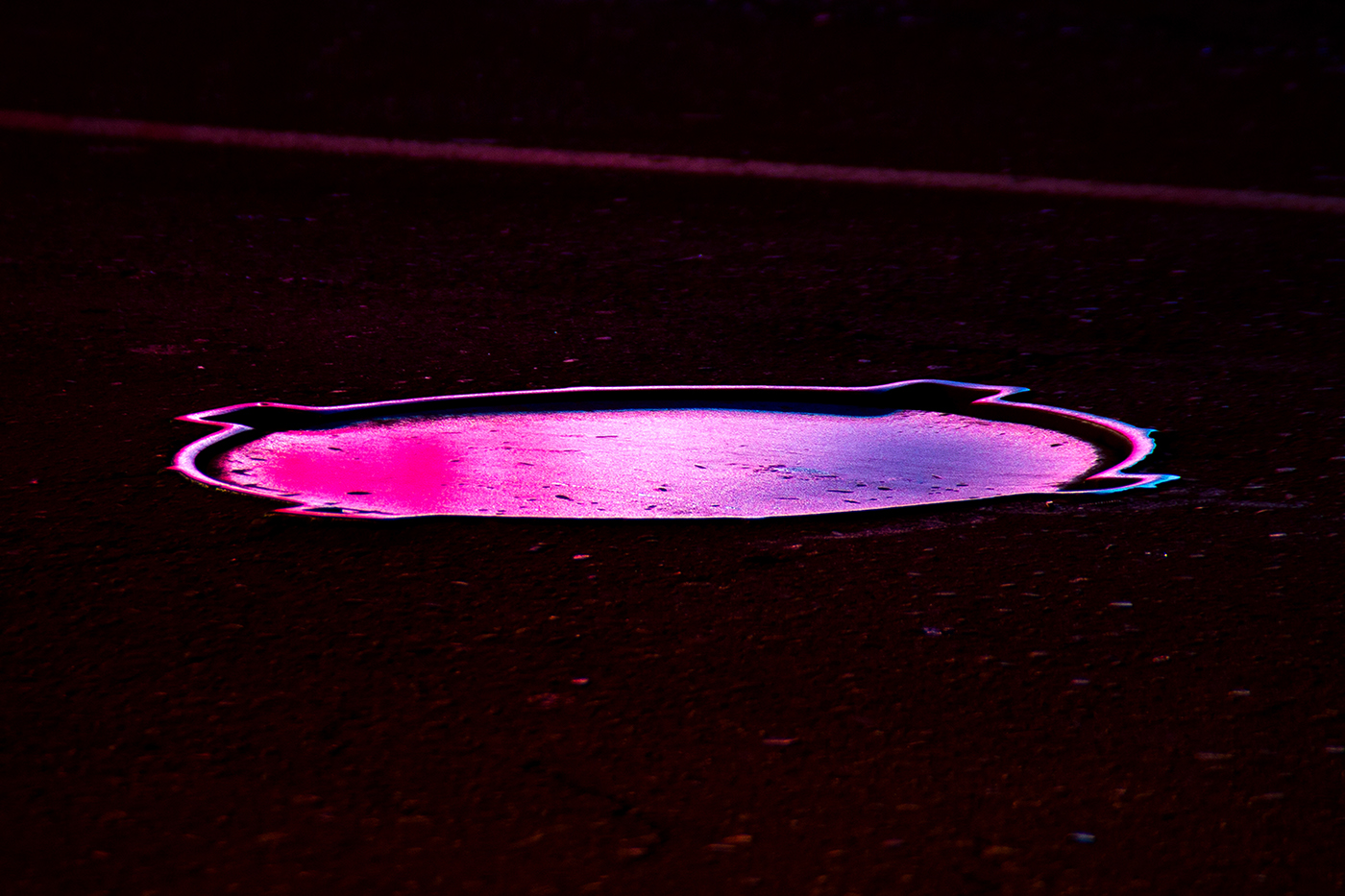 Flaws neon mirror night acid water lights colorful streets road