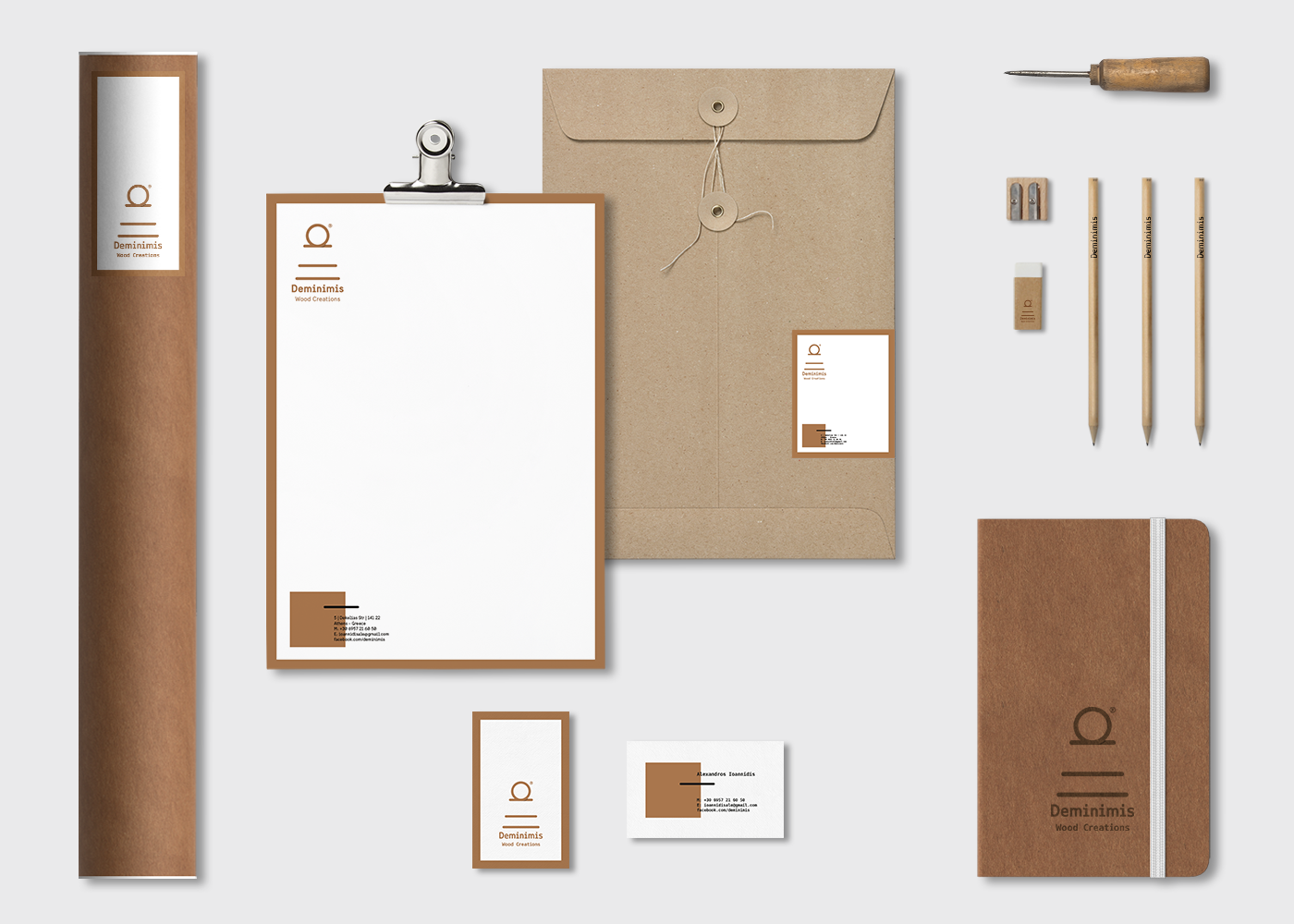 graphic design identity cards letterhead package wood pantone notebook tube logo Logotype mark brand craft