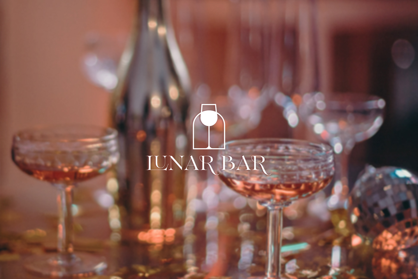 bar branding  female feminine logo Paster pink wine