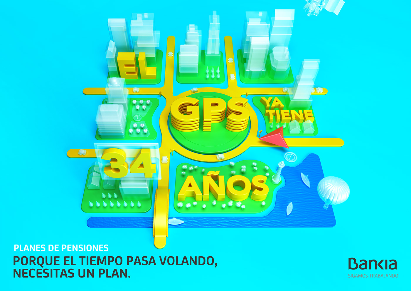 clv clv madrid JVG 3D cinema 4d Advertising  art direction  bankia characters tipography