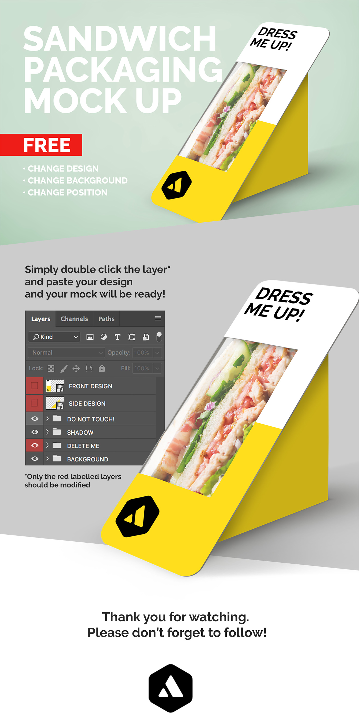Download Sandwich Packaging Mockup · Pinspiry