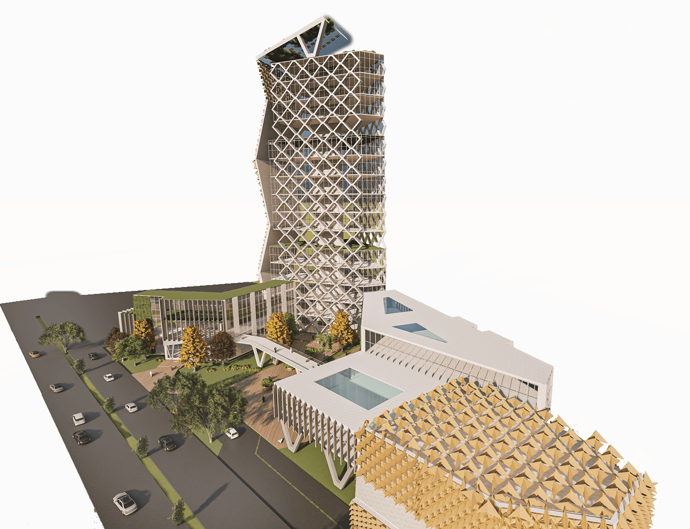 Image may contain: screenshot, skyscraper and building