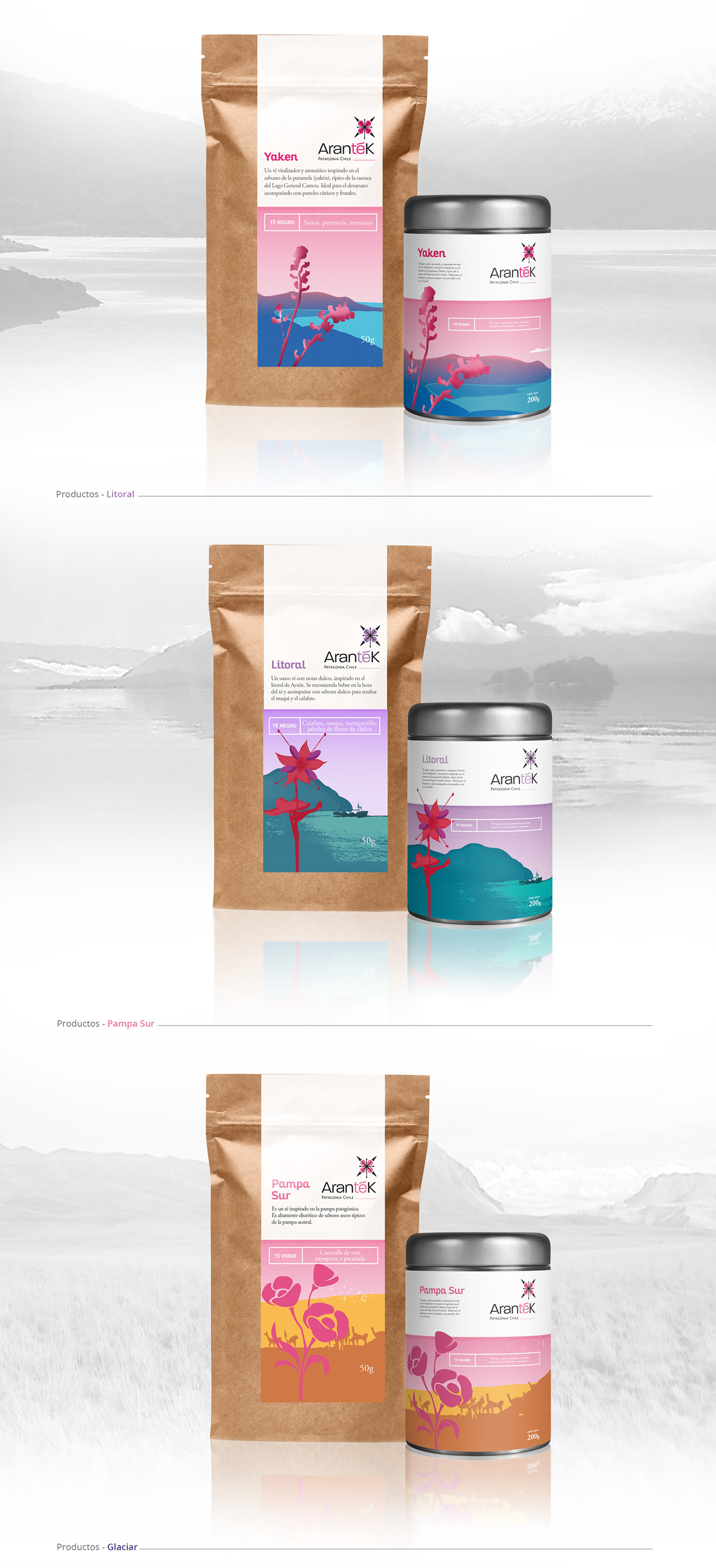 Packaging ILLUSTRATION  tea patagonia embalaje brand logo design branding  art direction 