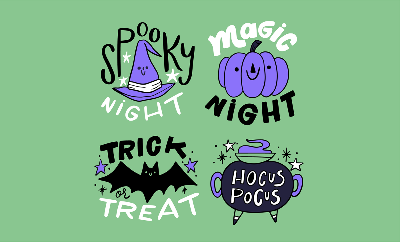 lettering Halloween skull witch pumpkin spider bruja Magic   dark darkart