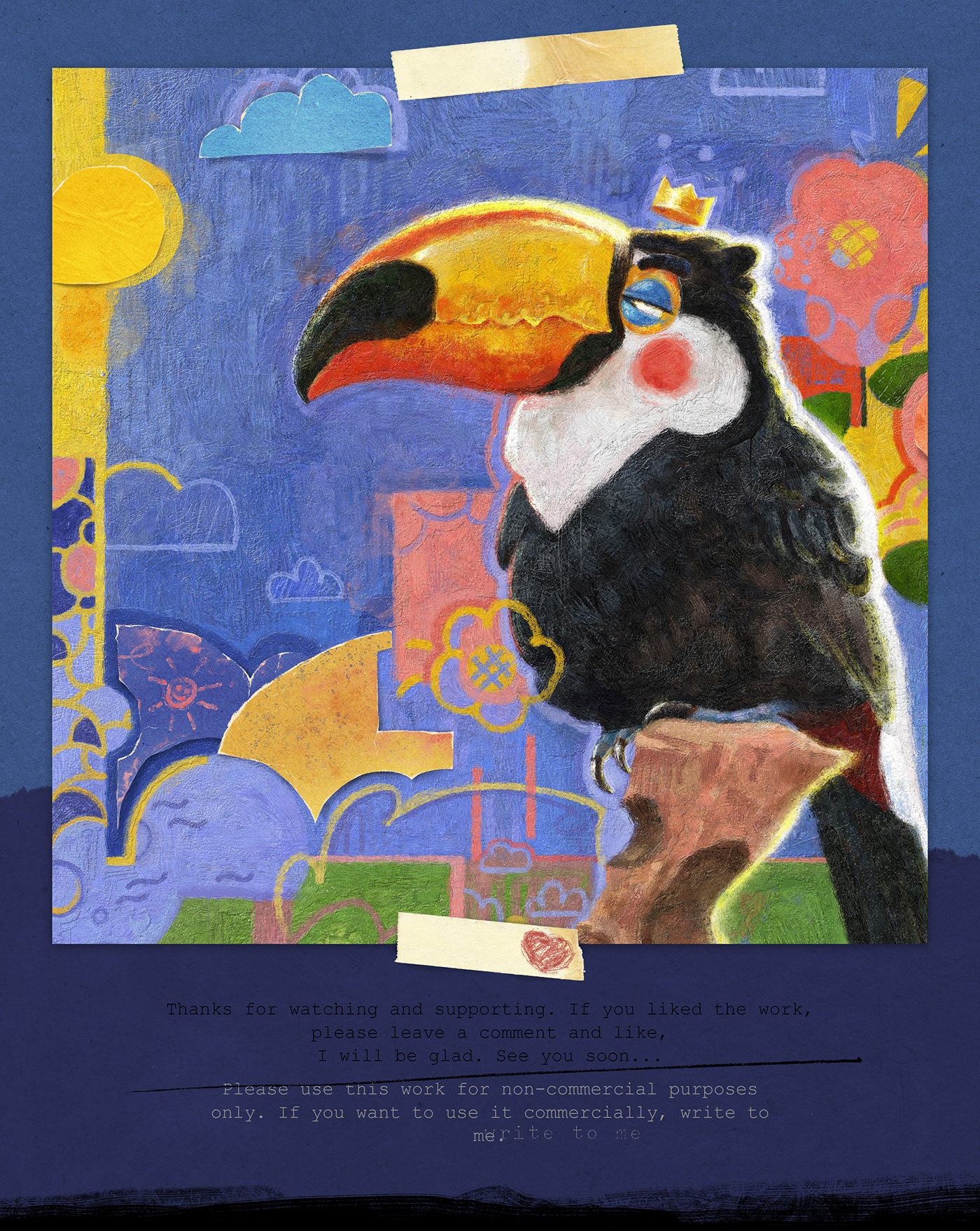 art artwork bird colorful Digital Art  digital illustration digital painting ILLUSTRATION  painting   toucan