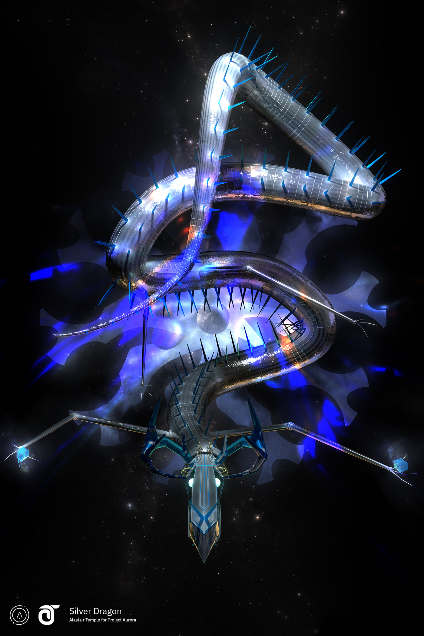 3D blender Digital Art  dragon fantasy ILLUSTRATION  sci-fi science fiction Collective  Project Aurora