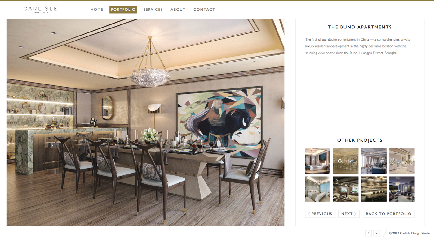 interior design  luxury bespoke Website portfolio gallery
