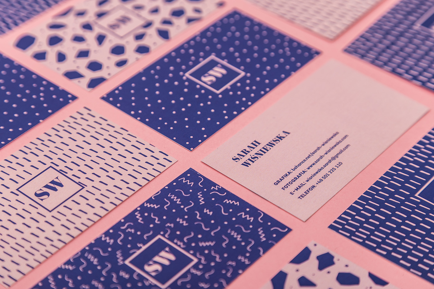 business card branding  Self-branding pattern ikblue pink cute print colors typography  