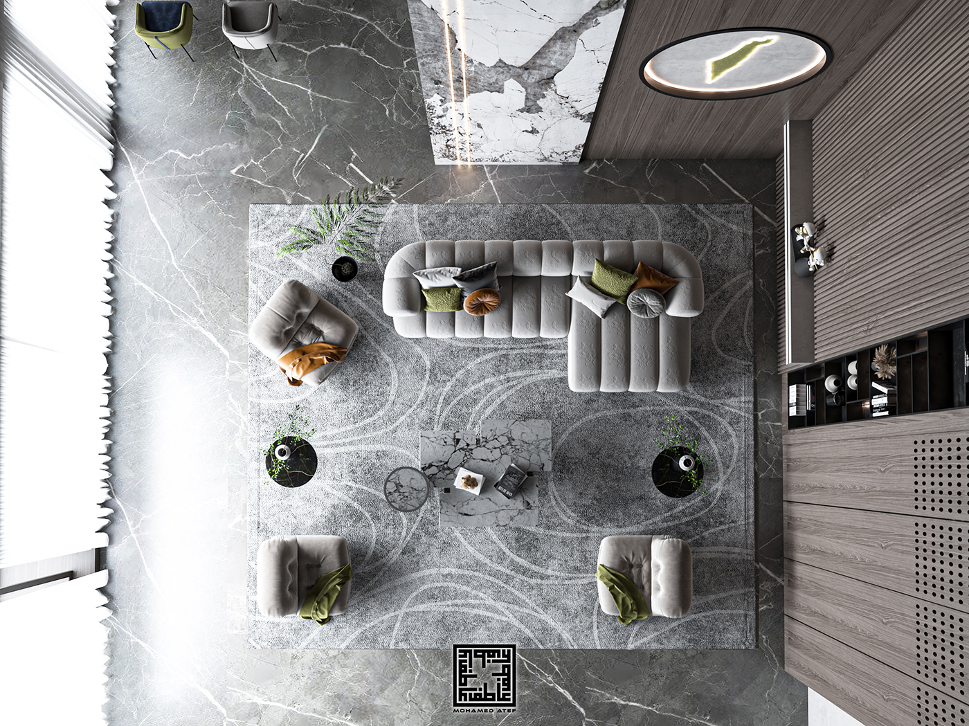 modern interior design  reception dining living room Villa architecture Render 3ds max visualization