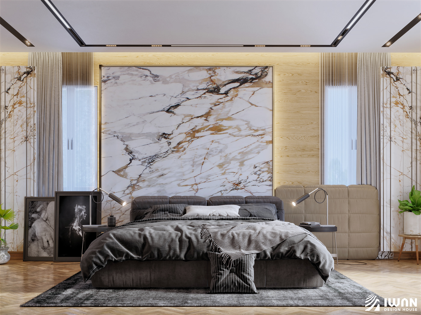 Villa luxury bedroom design iwan Interior Marble Render egypt Unique