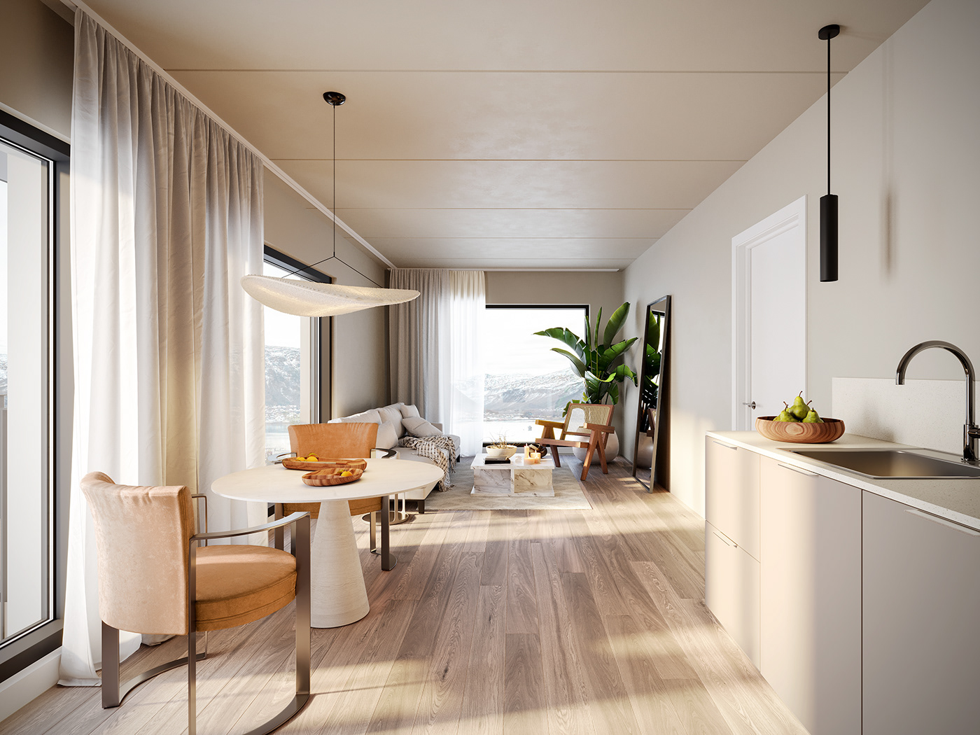 3ds max apartment architecture archviz interior design  norway visualization archvis mountain real estate