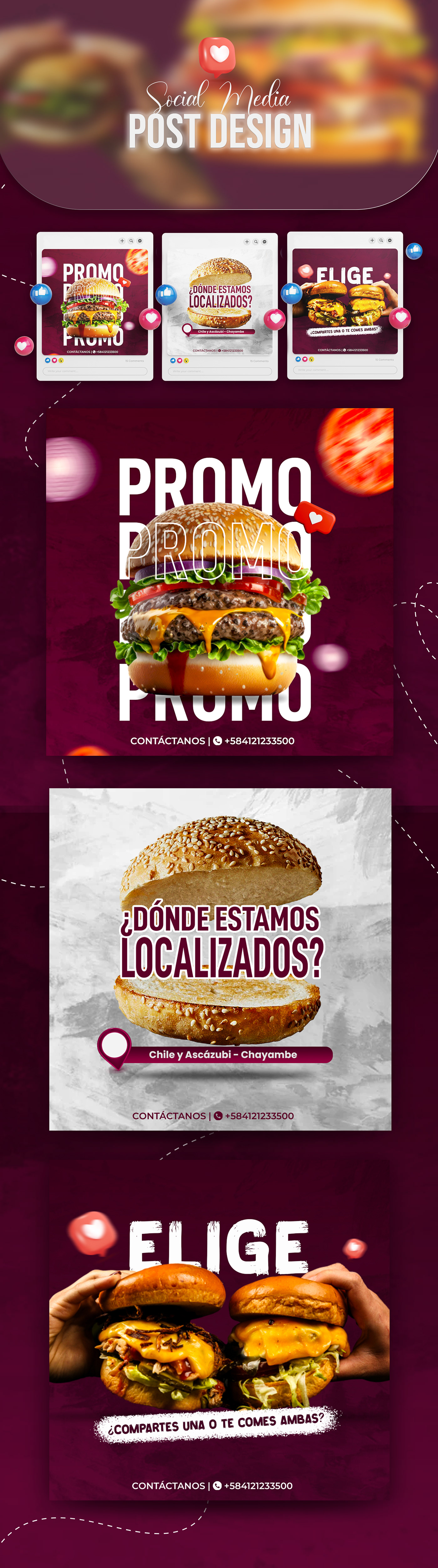Fast food burger restaurant Socialmedia Graphic Designer Social media post designer post instagram marketing  