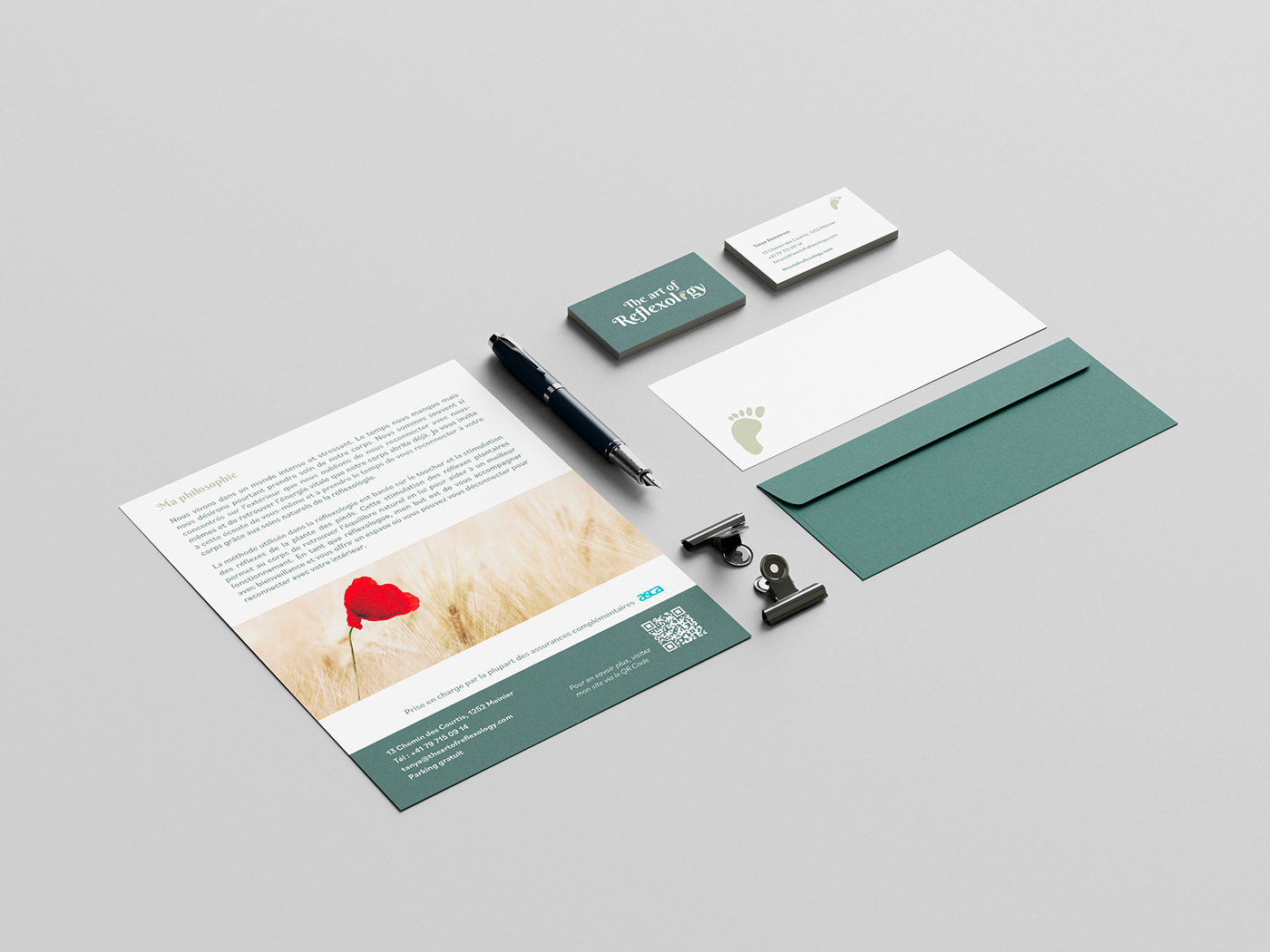 business card corporate flyer Geneva Logo Design reflexology visual identity
