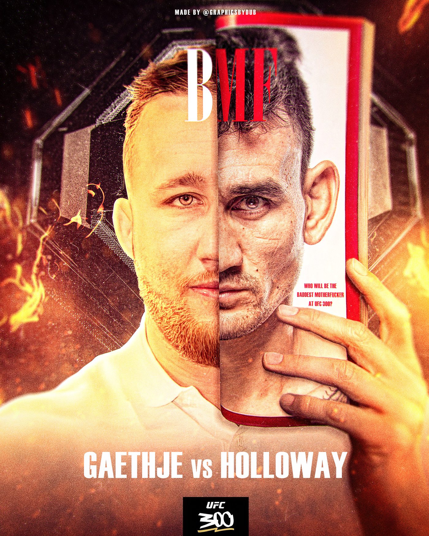 UFC MMA bmf Sports Design graphic design  photoshop Justin Gaethje Max Holloway
