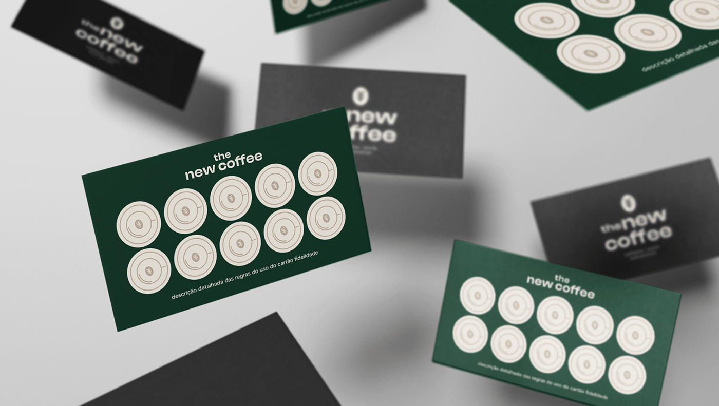 cafeteria Verde mockups copo cartão de visitas cafeteria minimalista