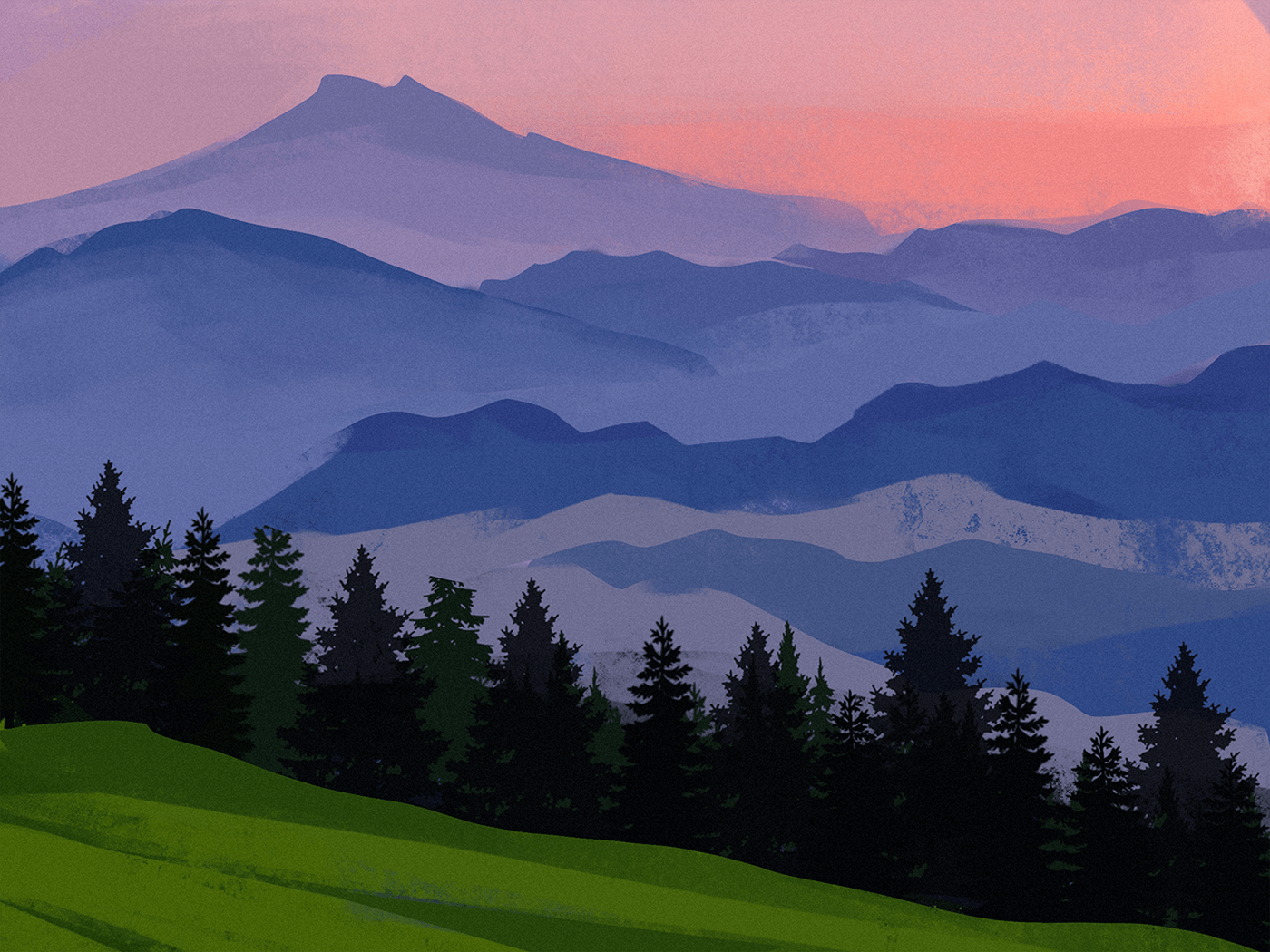 art Carpathians digital illustration digital painting Drawing  Landscape mountains Nature scenery Travel