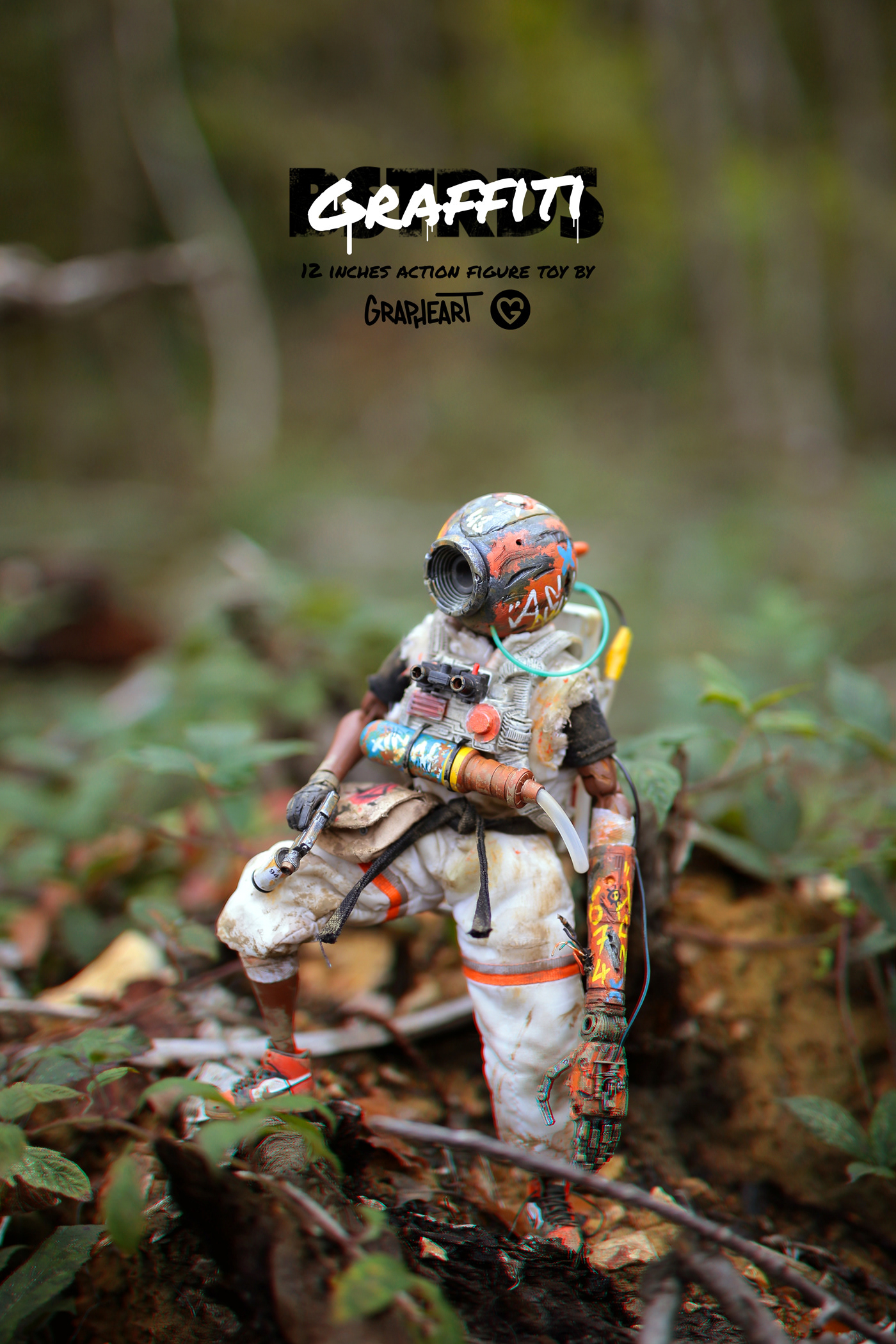 grapheart custom toys toys Designer toys robots Cyborg Graffiti apocalyptic cosmonaut handmade