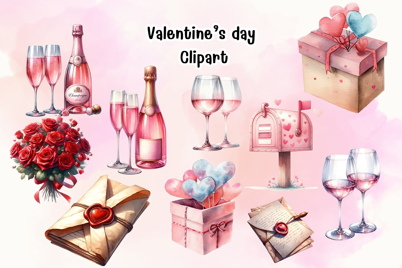 Valentine's Day valentines heart Love artwork cartoon clipart watercolor