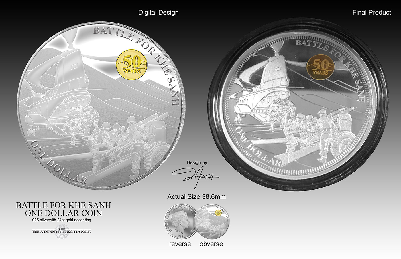 chinook coin design collectible graphic design  helicopter Military product development vietnam silver coin