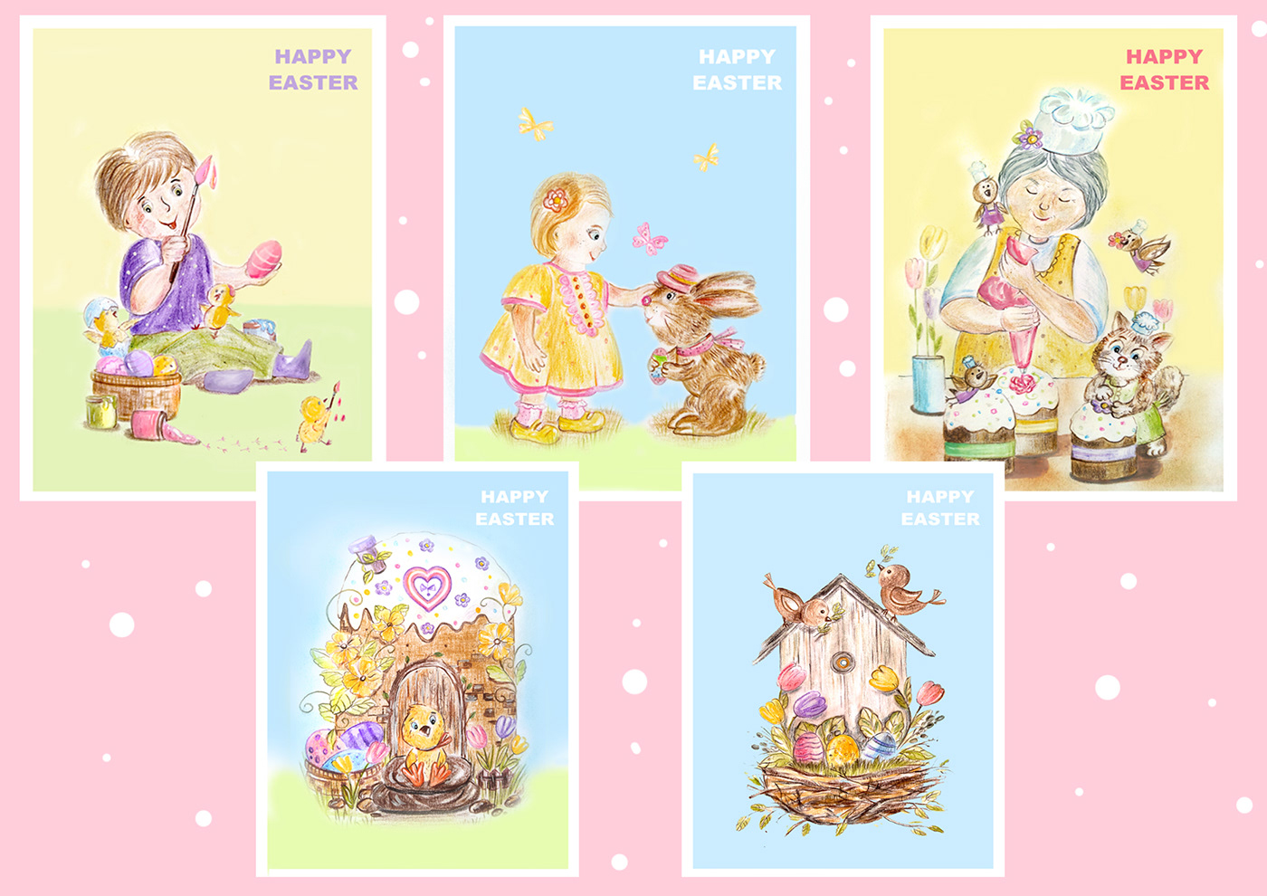 card Drawing  Easter ILLUSTRATION  Pencil drawing postcard postcrossing spring