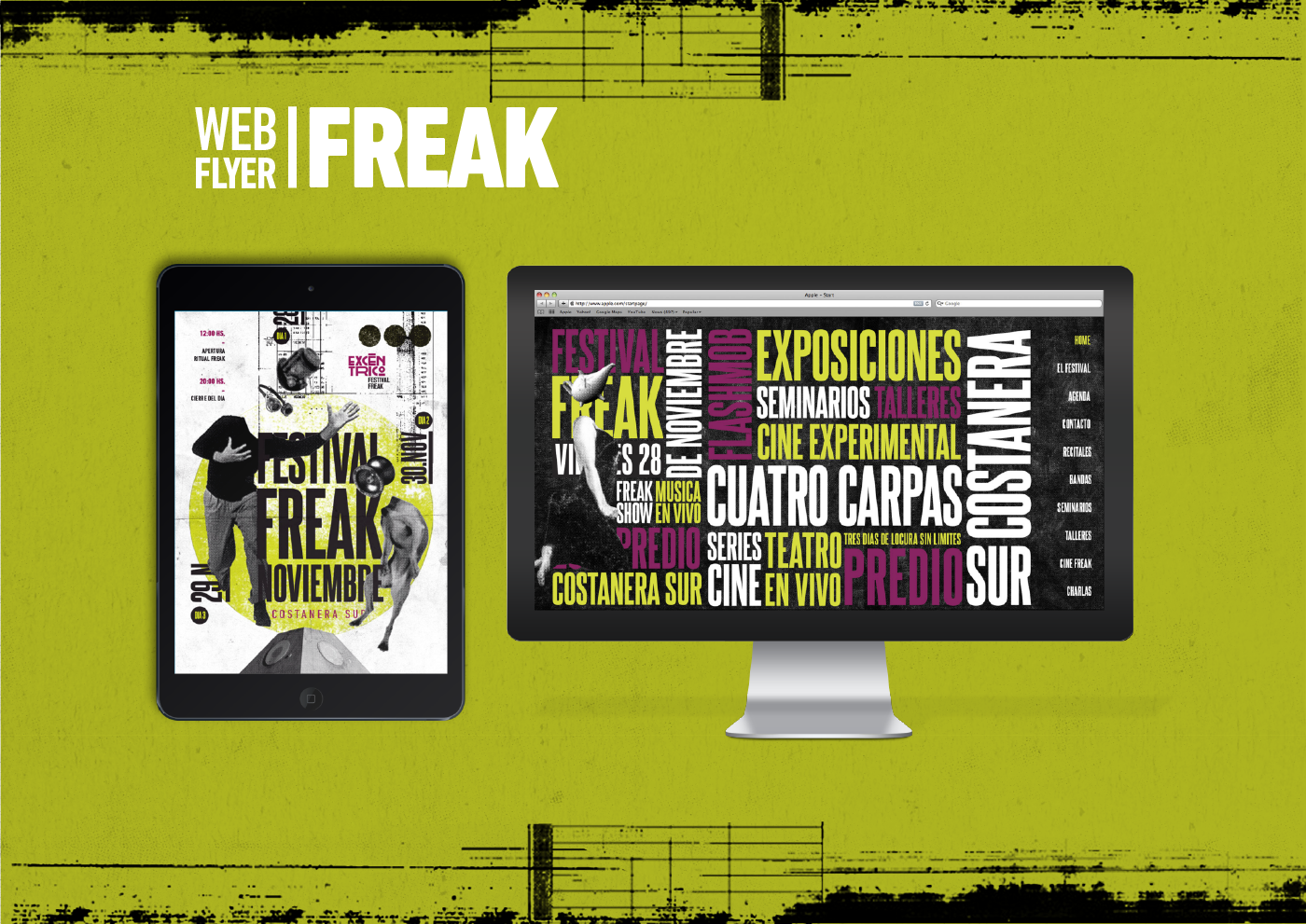 freak festival Gabriele excêntrico excêntrico elliebpink Ellie bpink grunge diseño gráfico festival freak Web flyer afiche institucional programatico