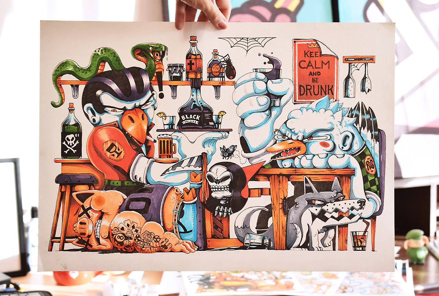 handmadeart art characterdesign editorial artwork designillustration publicity bar monsters Style