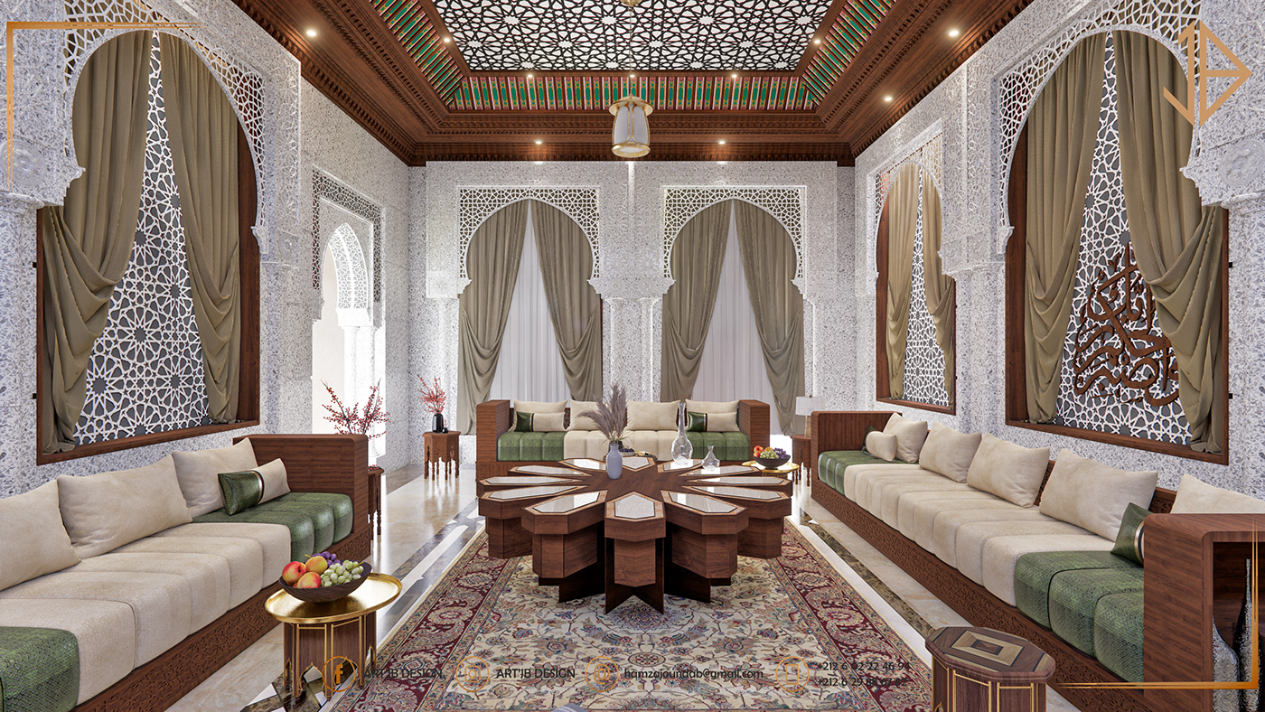 living room interior design  architecture Render visualization 3D exterior Moroccan style moroccanmajlis