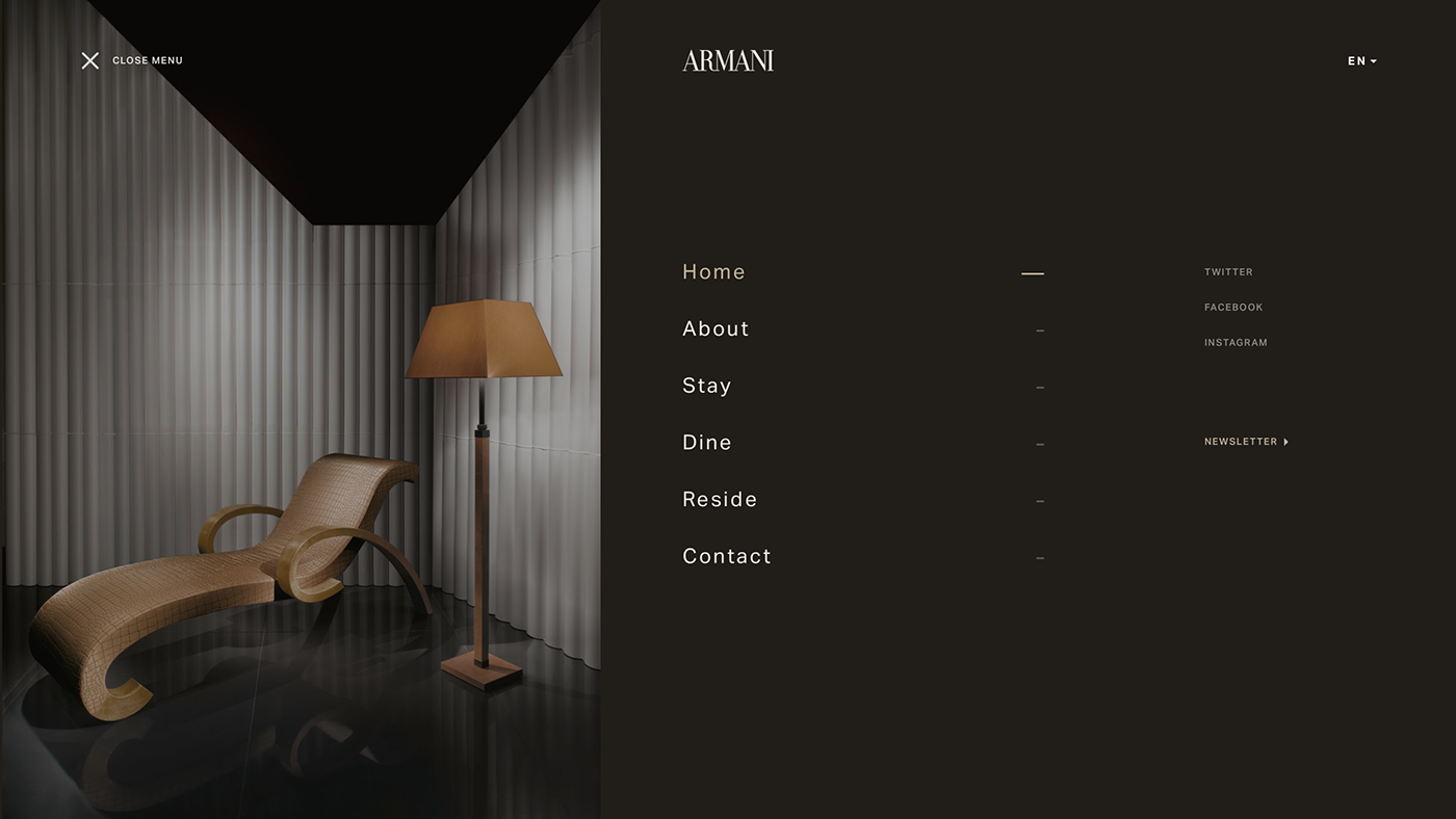 armani hotel concept Web motion ux design mobile dubai giorgio