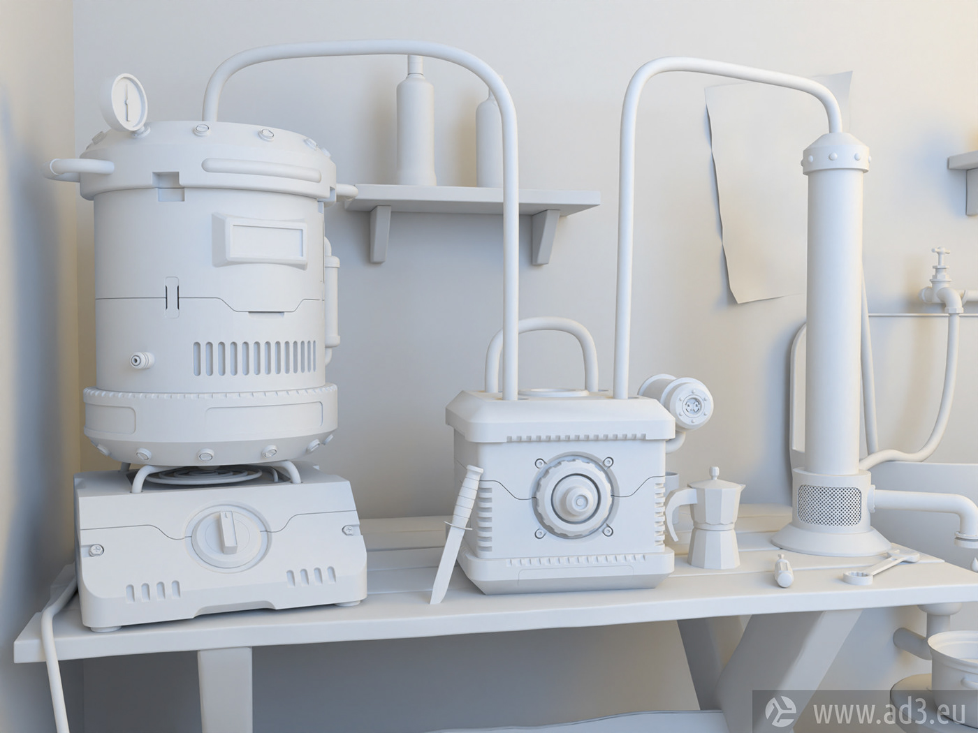 3D 3d modeling alcohol blender blender 3d interior design  machine Moonshine room visualization