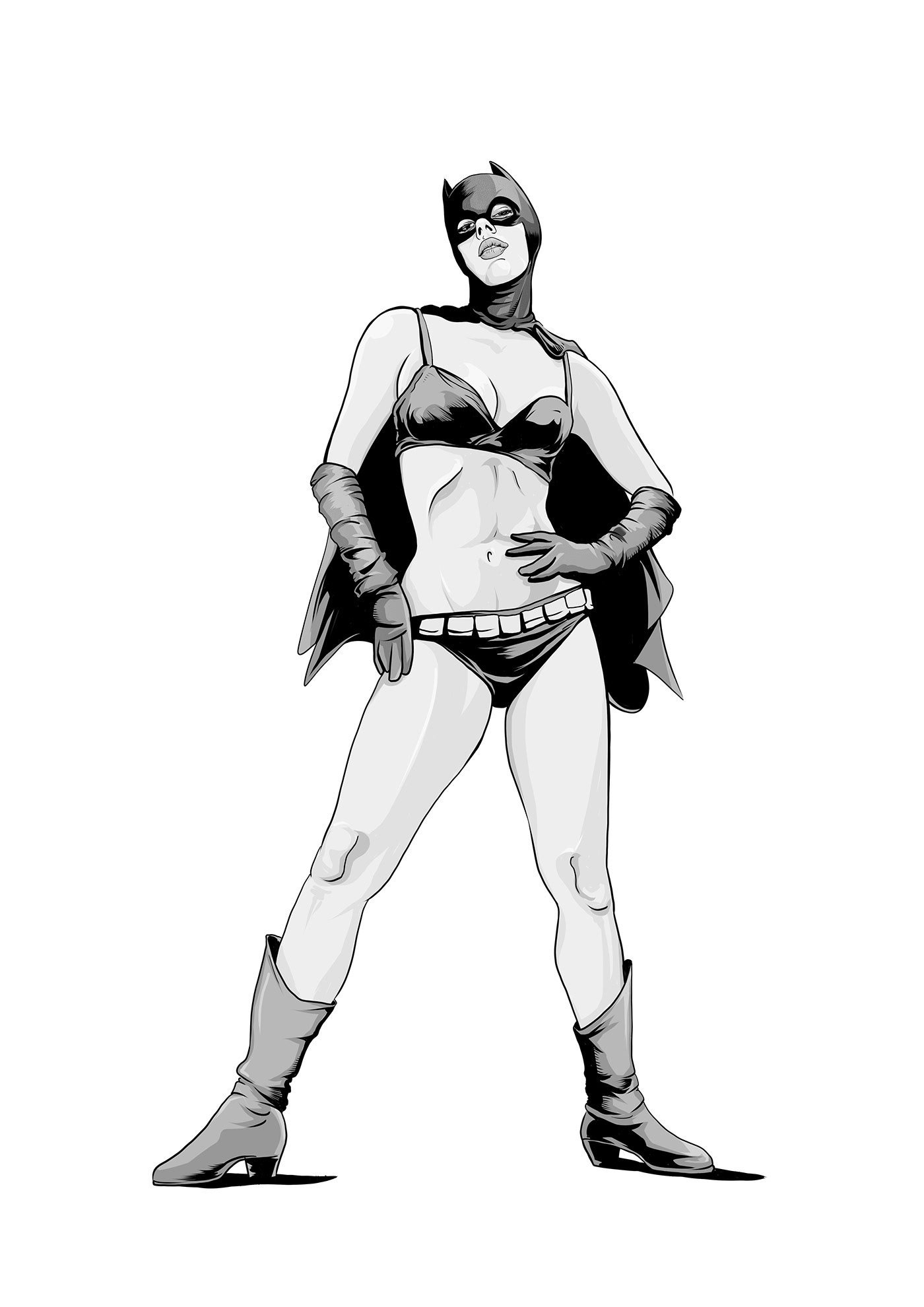 Batgirl on a gray-toned.