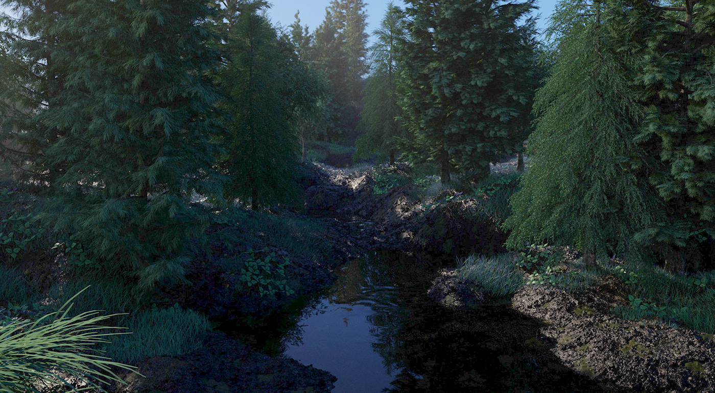 Landscape Nature cinema 4d forest 3d modeling Render octane 3D after effects forester