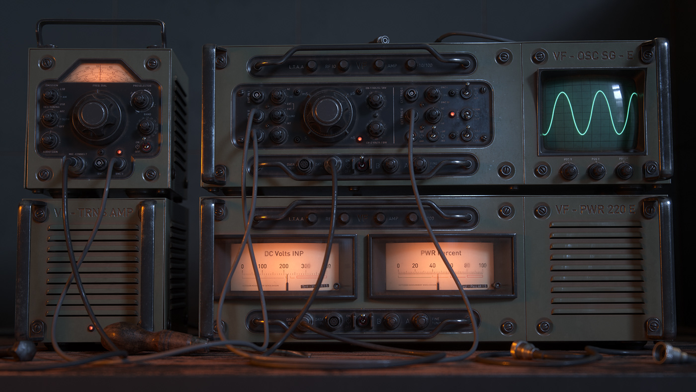 Military meters Radio old vintage cables CGI 3D Silverwing-VFX Raphael Rau