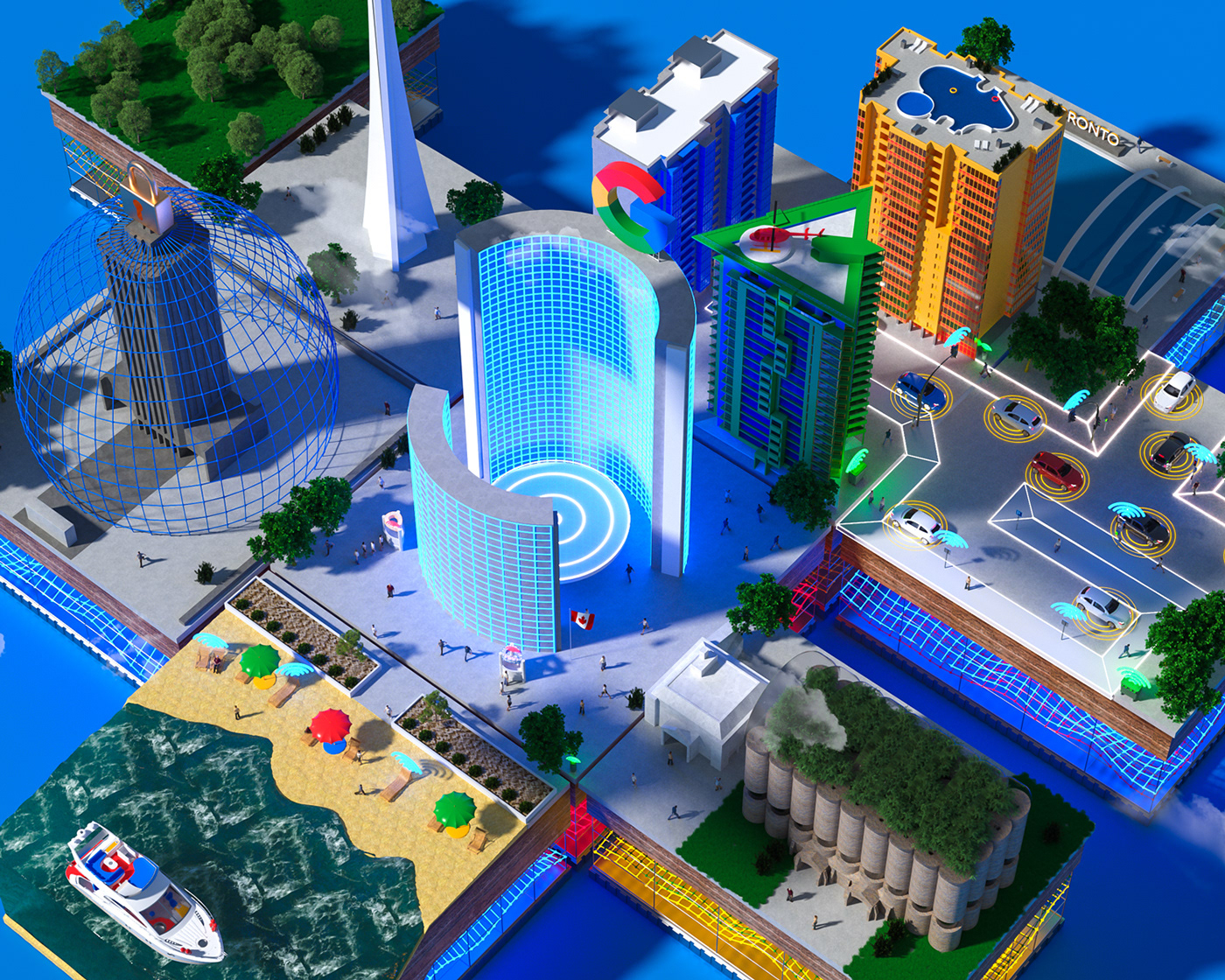 google city 3D CGI Toronto smart city future Technology cinema 4d politico