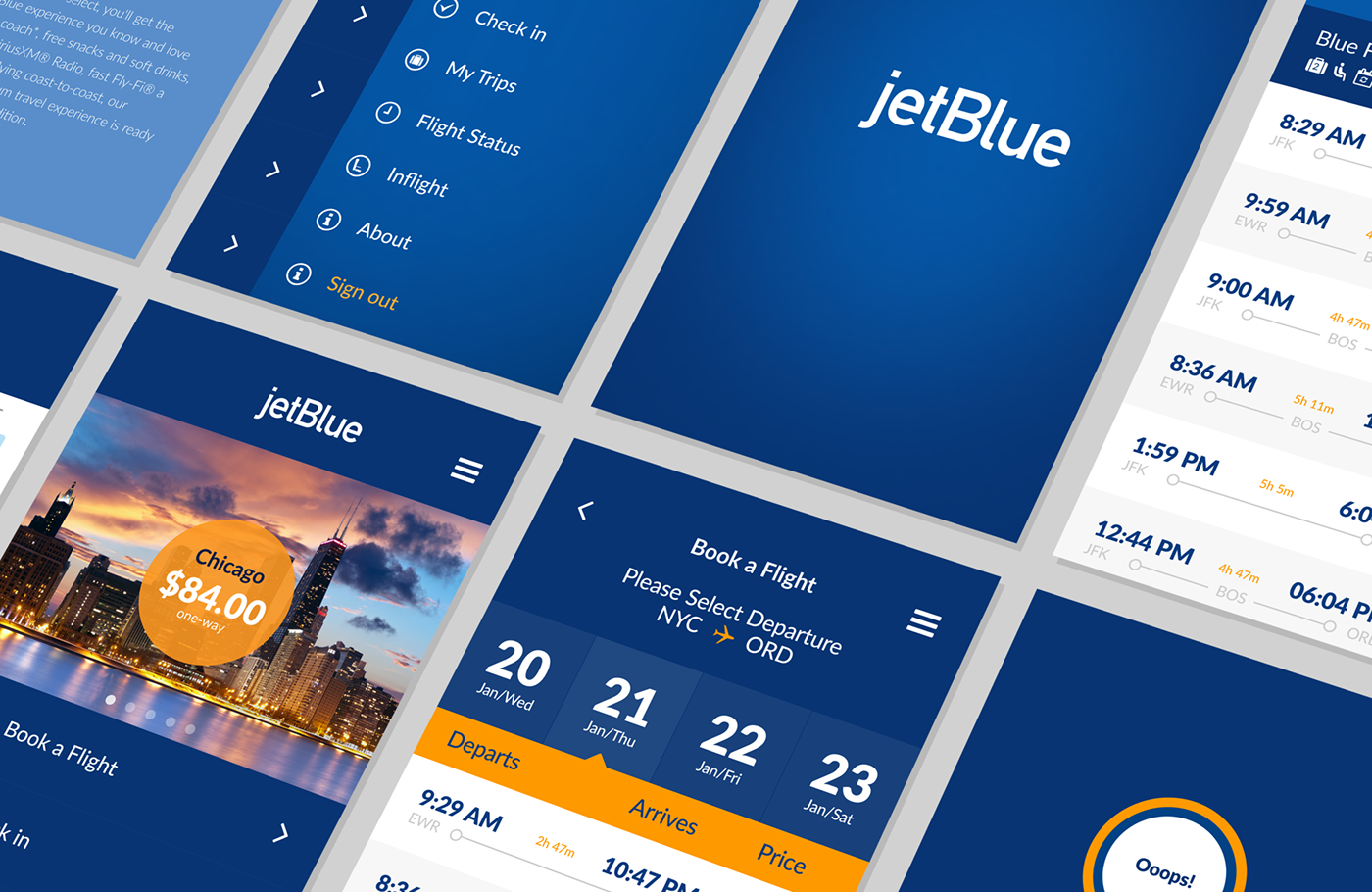 Jetblue app JetBlue APP Airline App Travel App ux UI ios android app design Expedia delta airlines Priceline Booking