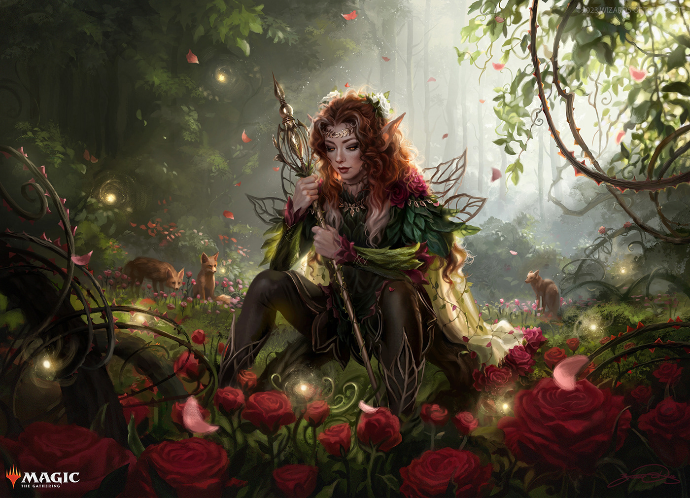 ILLUSTRATION  fantasy art card forest elf justyna dura magic the gathering wilds of eldraine Yenna